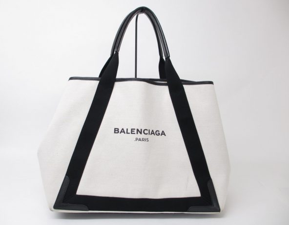 BALENCIAGA バレンシアガ ネイビーカバス 339936 トートバッグ キャンバス ホワイト