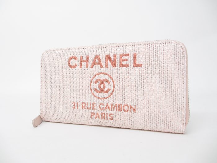 CHANEL シャネル ドーヴィル ラウンドファスナー長財布 ピンク A80056